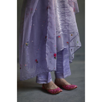 Begum Pret Jhilmil Kurta - Lilac (Set of 4)