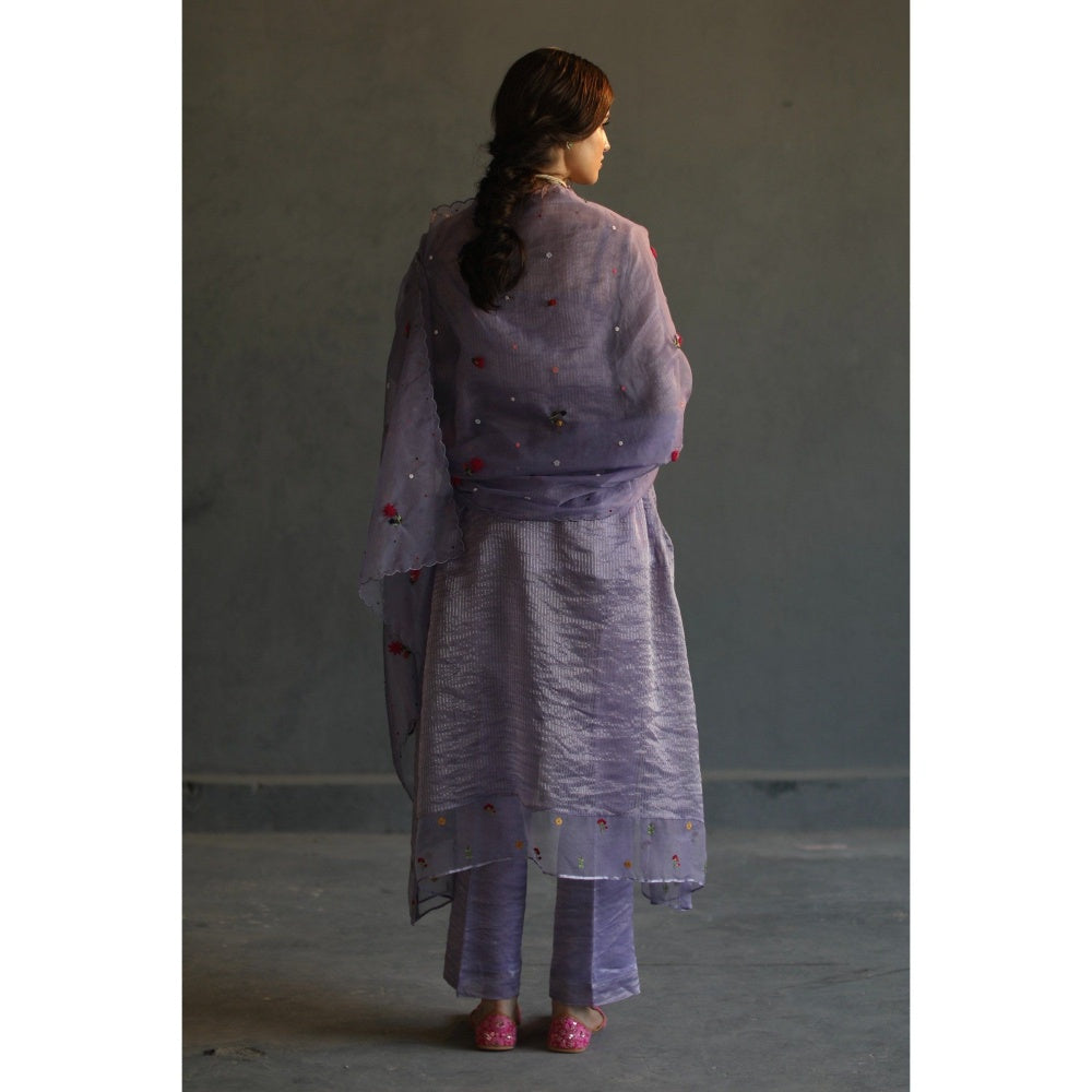 Begum Pret Jhilmil Kurta - Lilac (Set of 4)