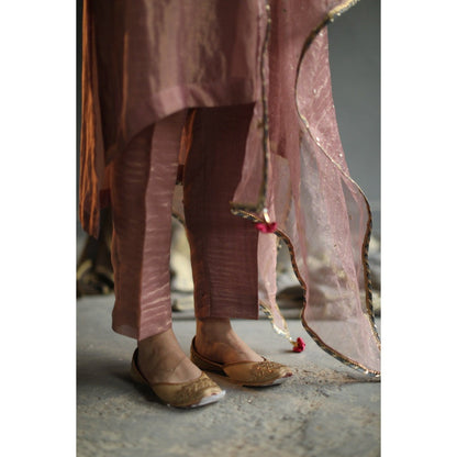 Begum Pret Nakasha Kurta - Rose Pink (Set of 4)