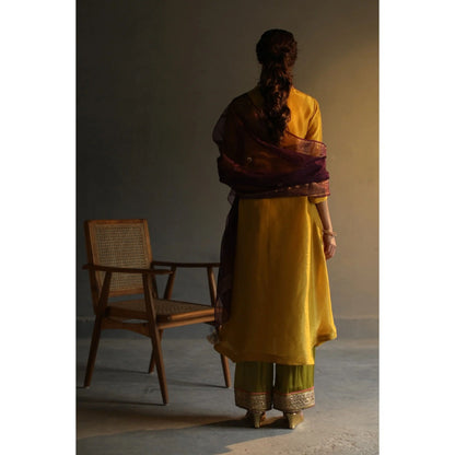 Begum Pret Chandni Kurta - Mustard (Set of 3)