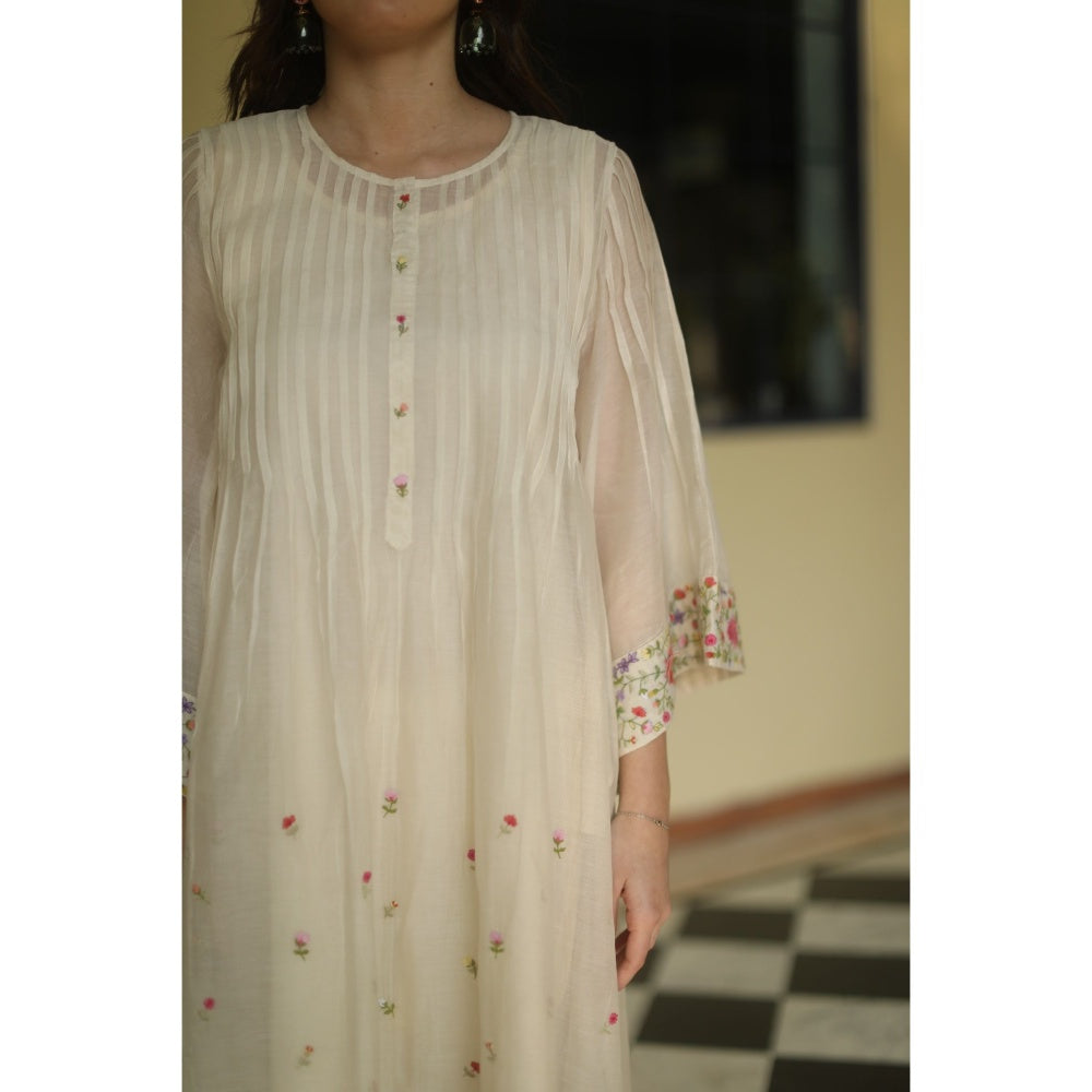 Begum Pret Kira Floral Kurta - Ivory (Set of 3)