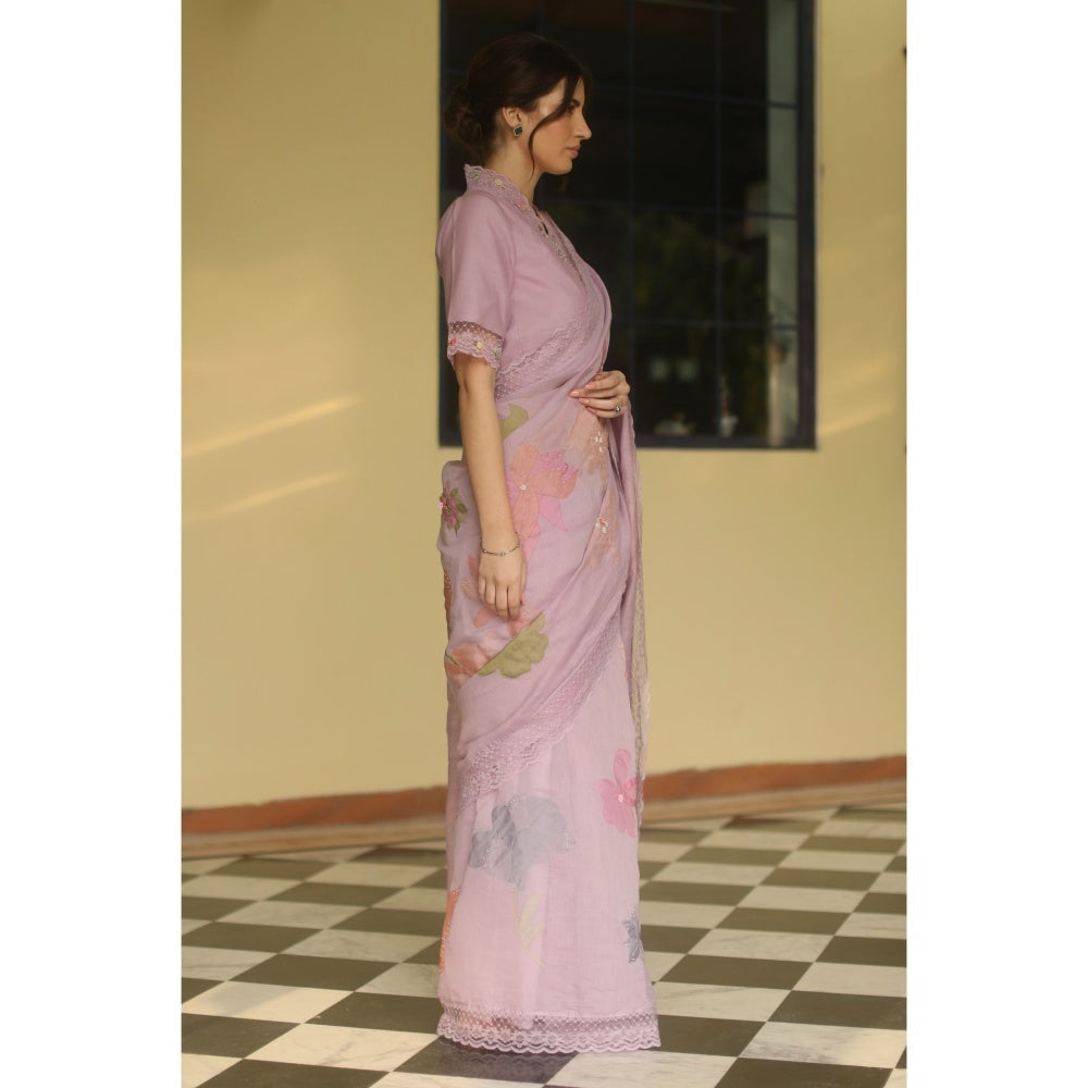 Begum Pret Esme Chanderi Saree with Stitched Blouse