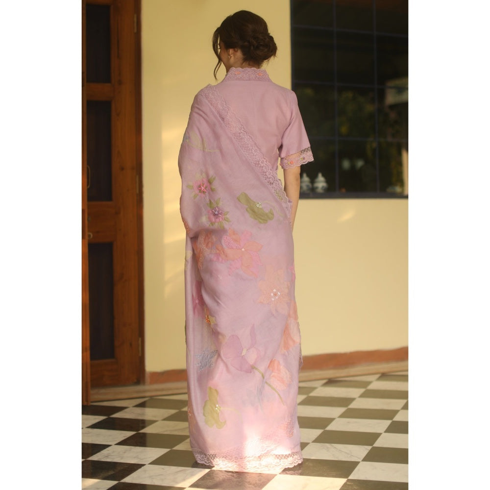 Begum Pret Esme Chanderi Saree with Stitched Blouse