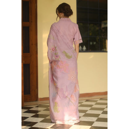 Begum Pret Esme Chanderi Saree with Stitched Blouse