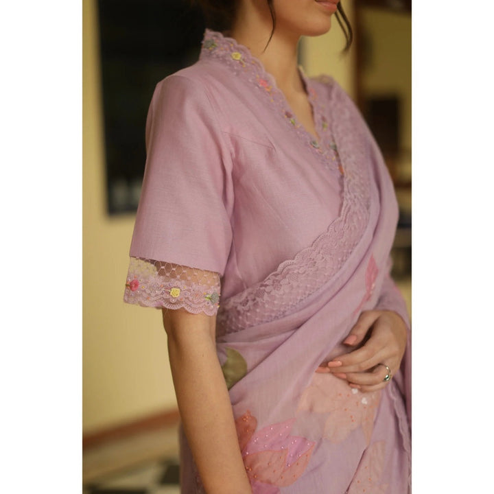 Begum Pret Esme Chanderi Saree with Stitched Blouse