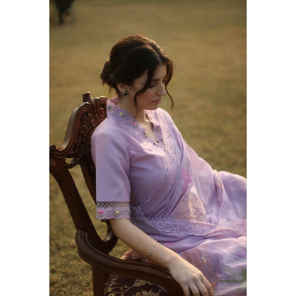 Begum Pret Esme Chanderi Saree with Stitched Blouse