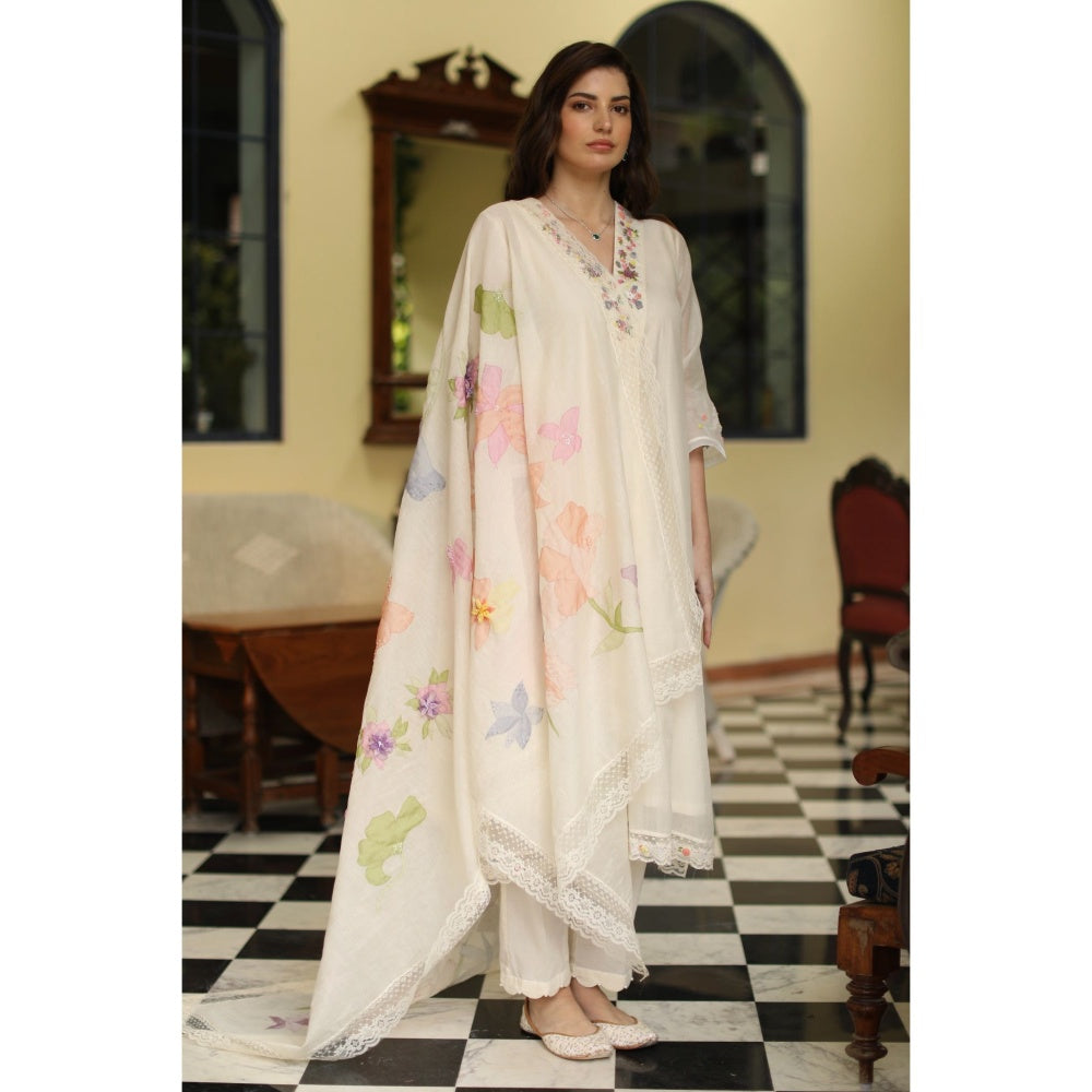 Begum Pret Fiza Suit - Ivory (Set of 4)