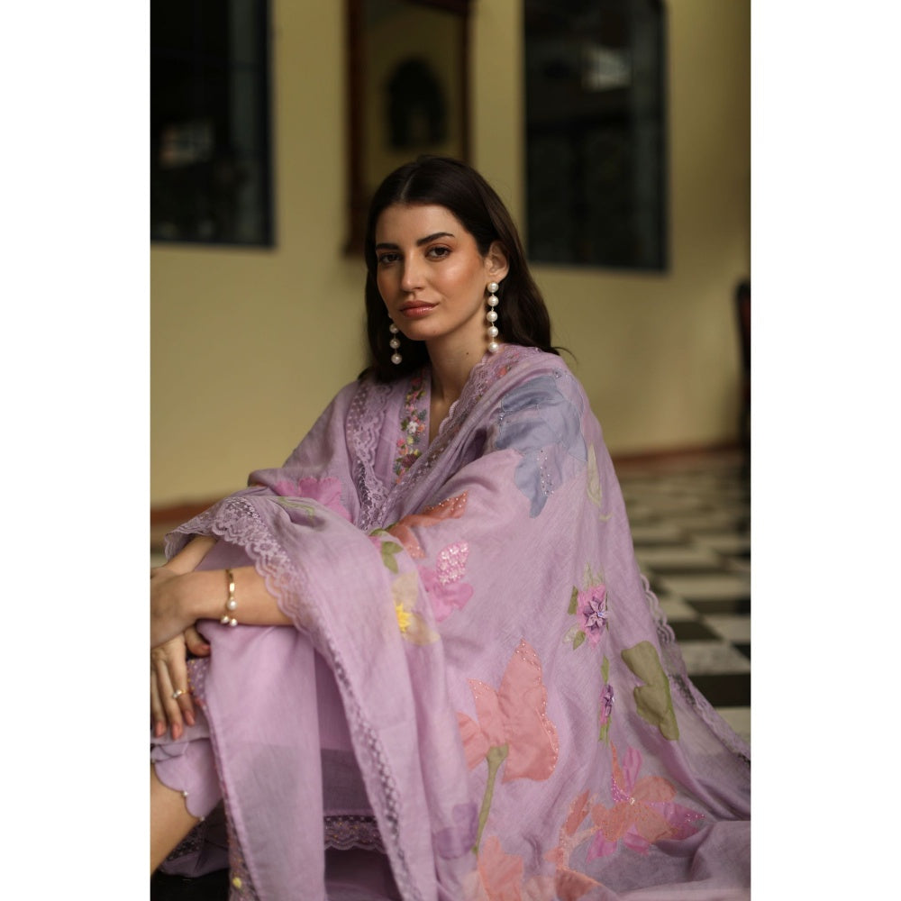 Begum Pret Fiza Suit - Lavender (Set of 4)