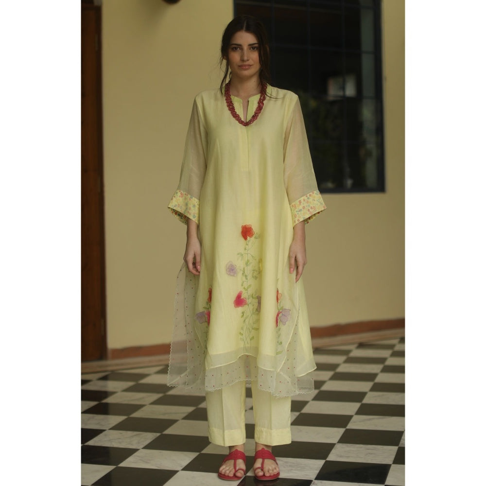 Begum Pret Sweet Pea Kurta - Lemon (Set of 3)