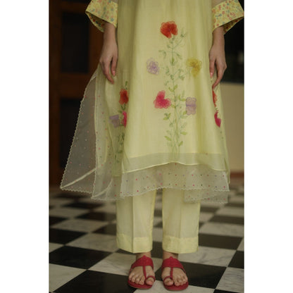 Begum Pret Sweet Pea Kurta - Lemon (Set of 3)