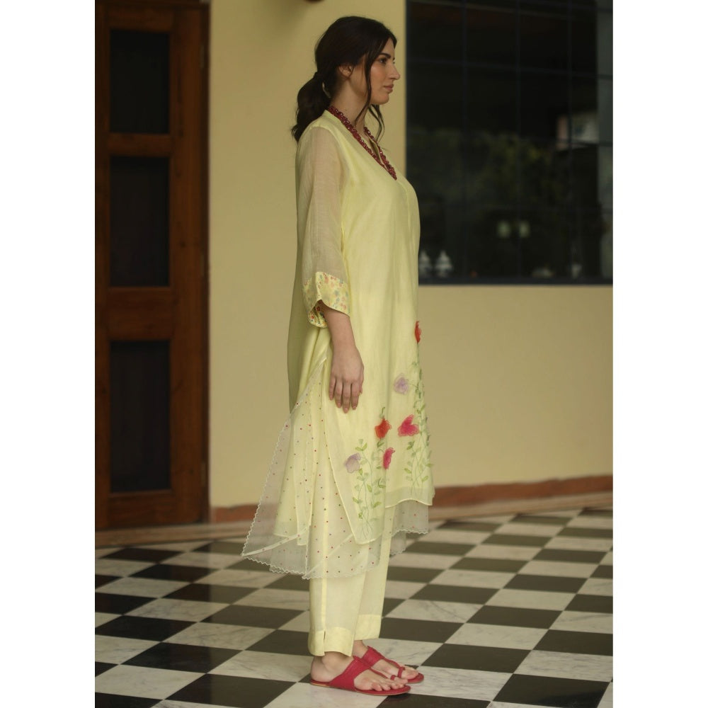 Begum Pret Sweet Pea Kurta - Lemon (Set of 3)
