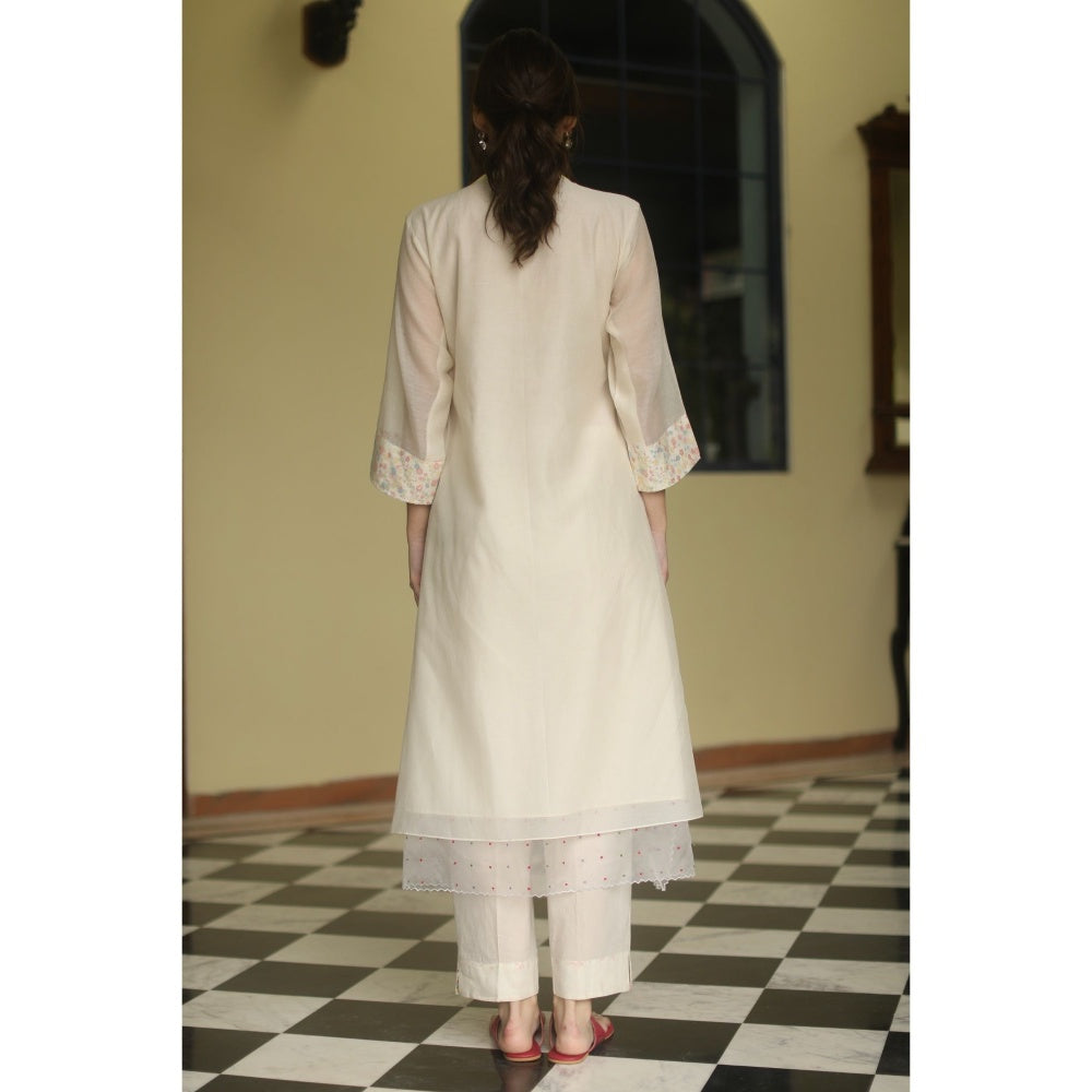 Begum Pret Sweet Pea Kurta - Ivory (Set of 3)