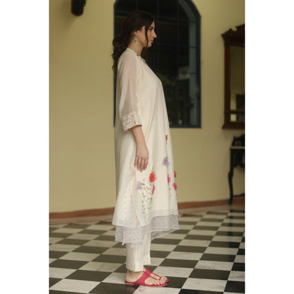 Begum Pret Sweet Pea Kurta - Ivory (Set of 3)