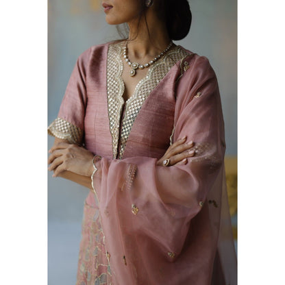 Begum Pret Sia Plum Lehenga with Blouse (Set of 3)