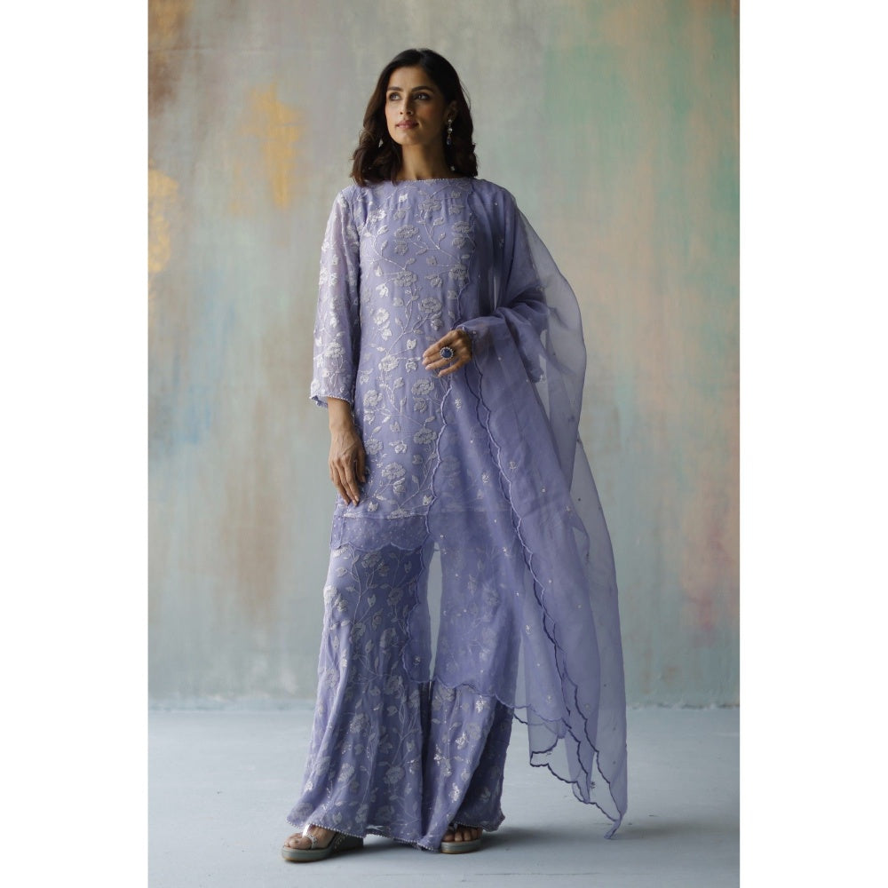 Begum Pret Mehram Periwinkle Sharara (Set of 3)