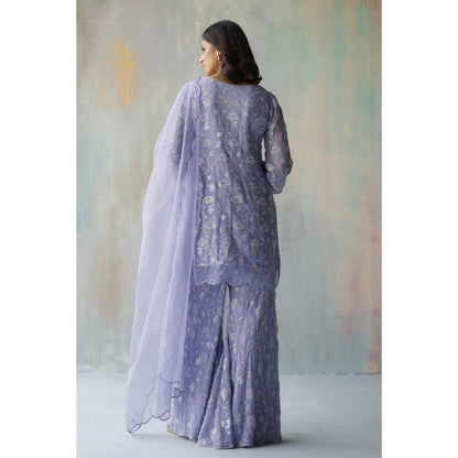Begum Pret Mehram Periwinkle Sharara (Set of 3)