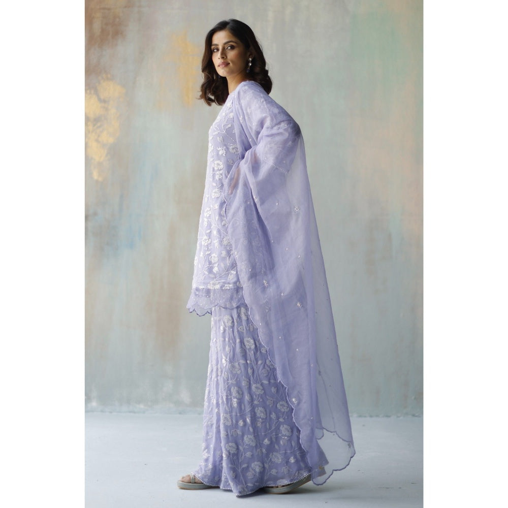 Begum Pret Mehram Periwinkle Sharara (Set of 3)
