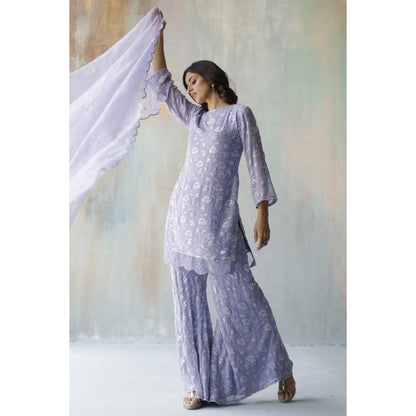 Begum Pret Mehram Periwinkle Sharara (Set of 3)