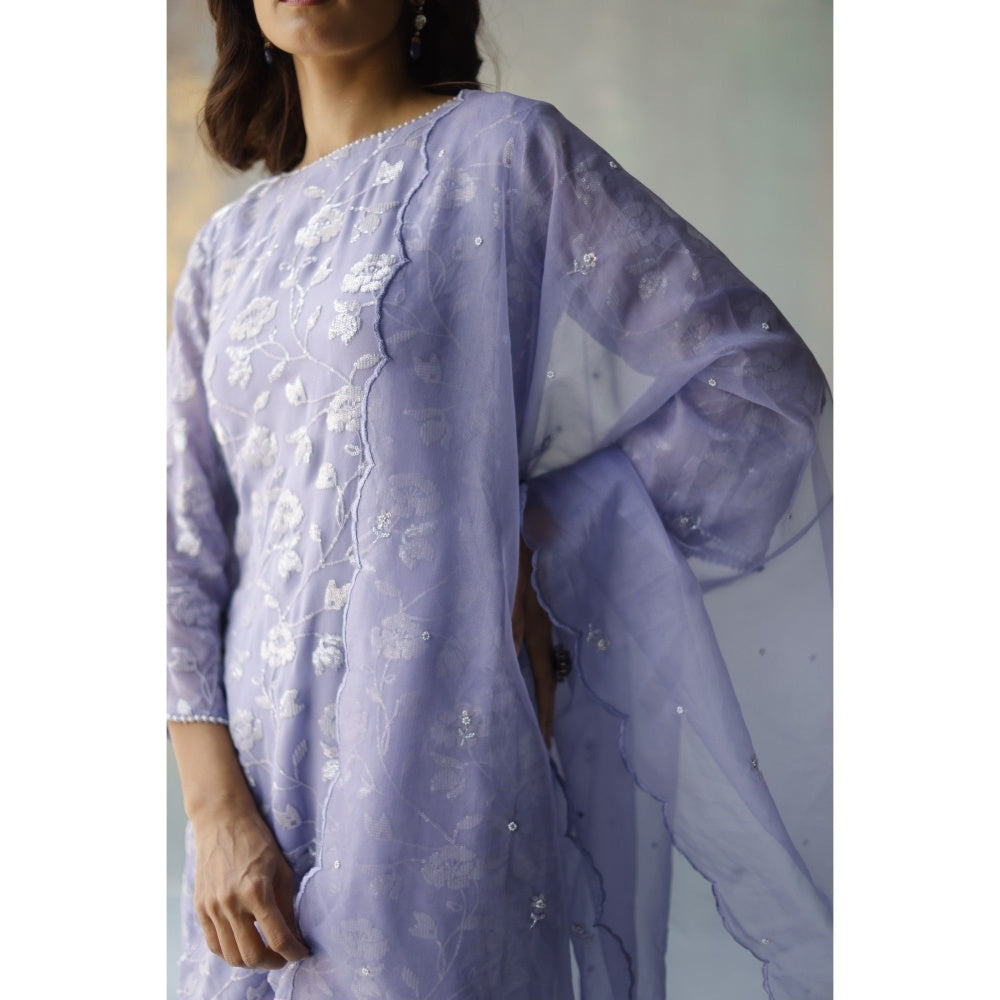 Begum Pret Mehram Periwinkle Sharara (Set of 3)