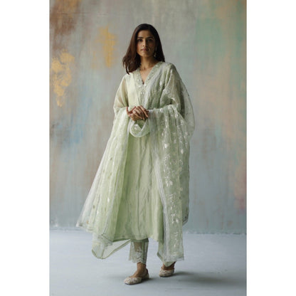 Begum Pret Mira Green Kurta (Set of 3)