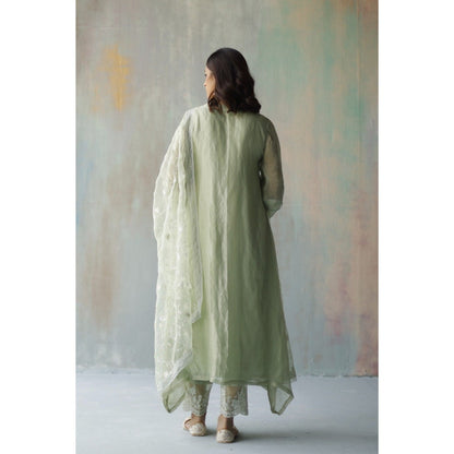 Begum Pret Mira Green Kurta (Set of 3)