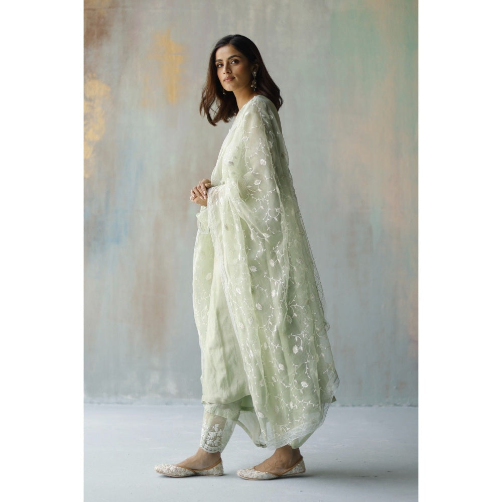 Begum Pret Mira Green Kurta (Set of 3)