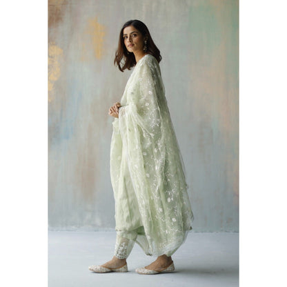 Begum Pret Mira Green Kurta (Set of 3)