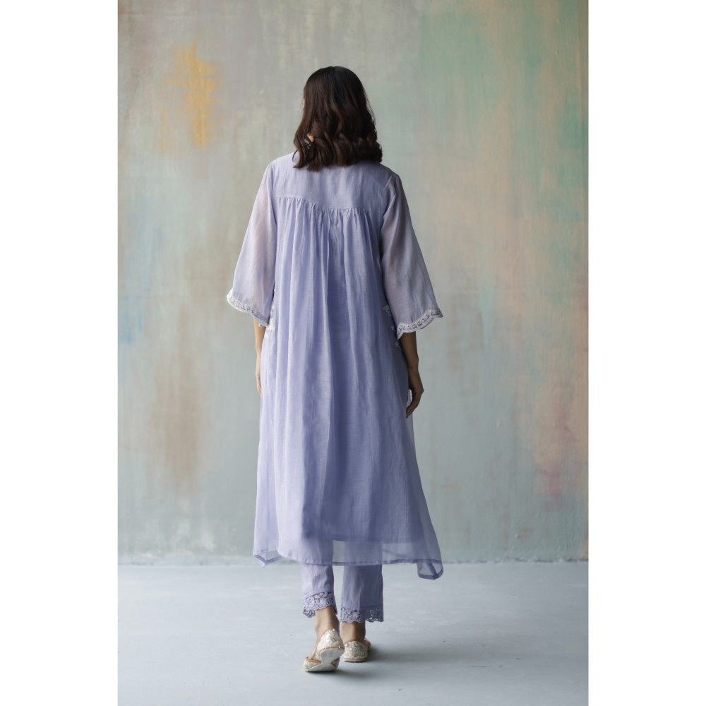 Begum Pret Aiza Periwinkle Choga (Set of 3)