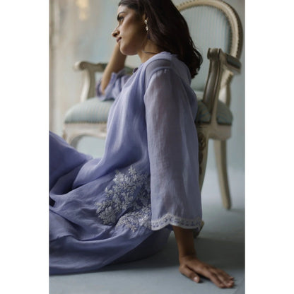 Begum Pret Aiza Periwinkle Choga (Set of 3)