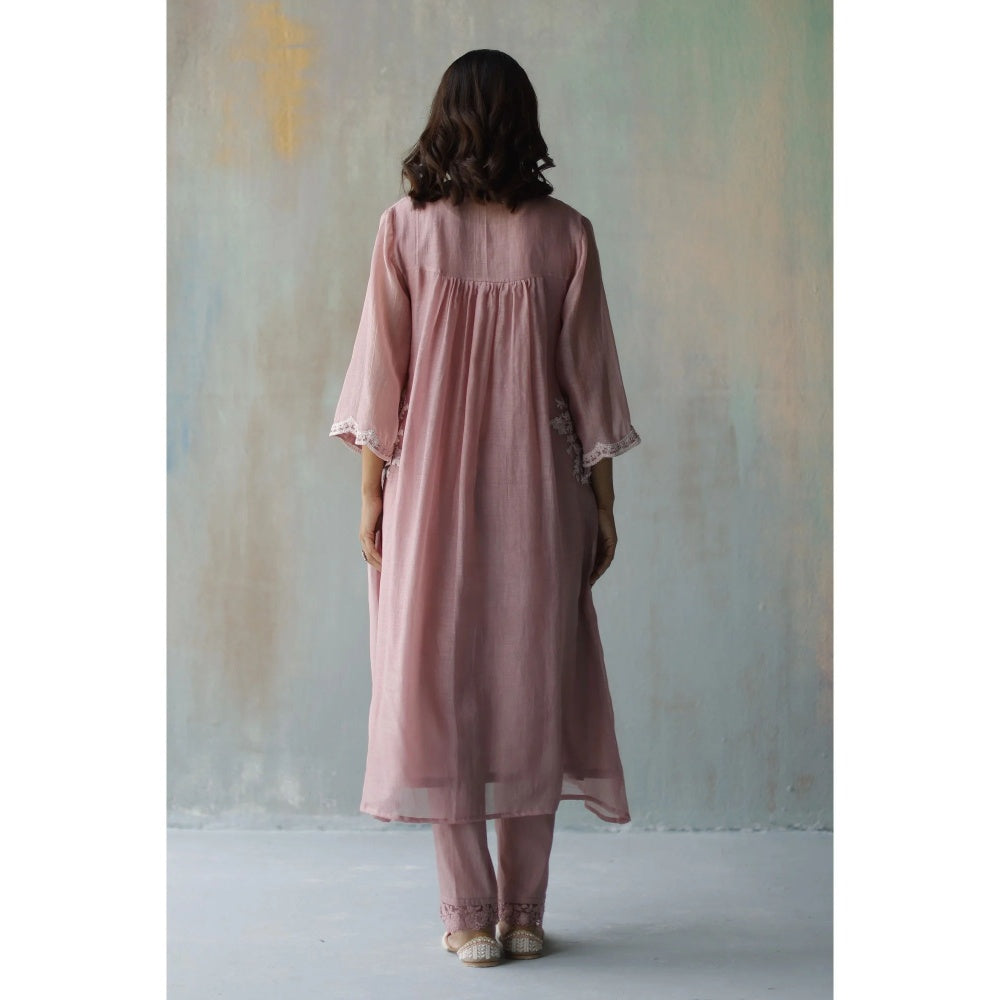 Begum Pret Aiza Plum Choga (Set of 3)