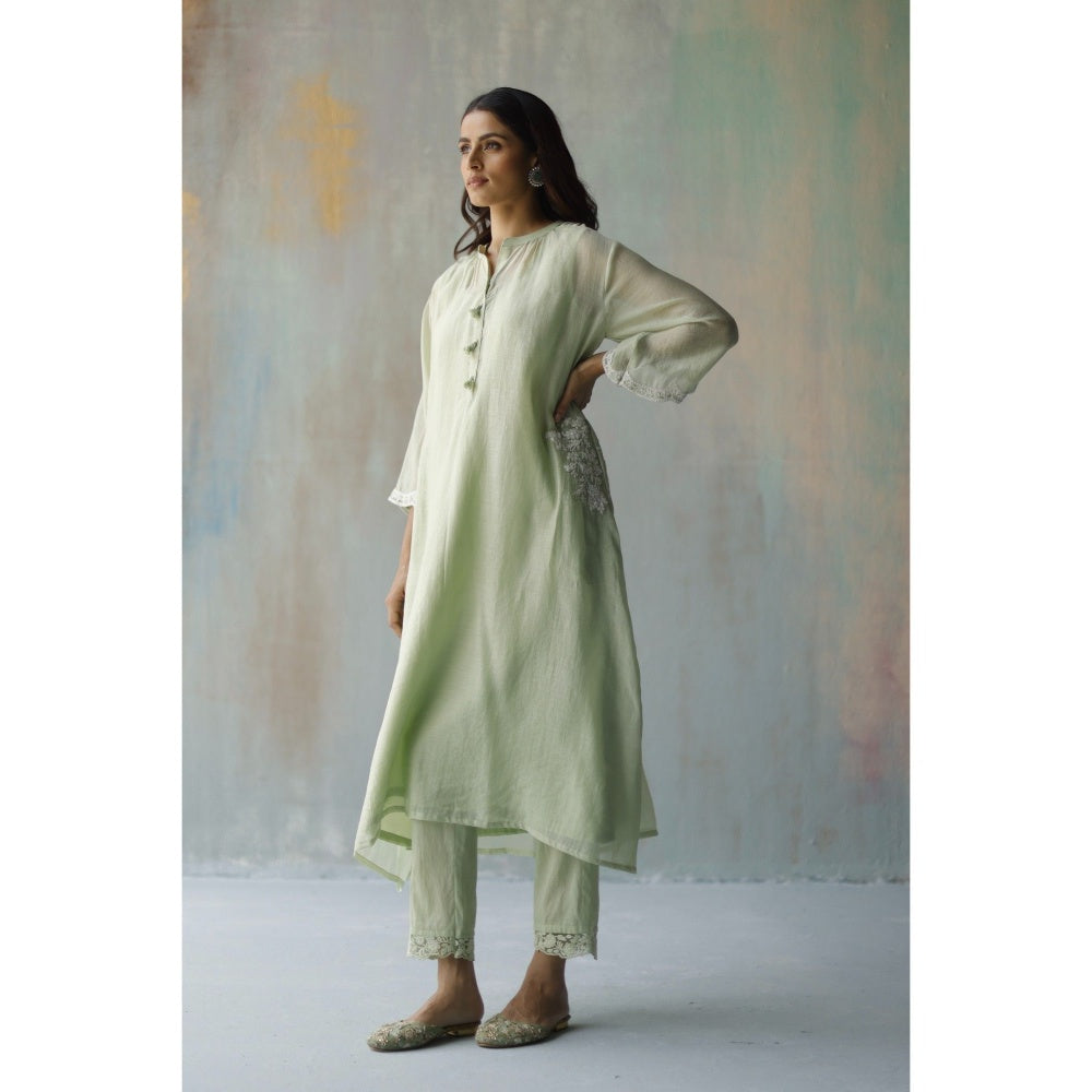 Begum Pret Aiza Green Choga (Set of 3)