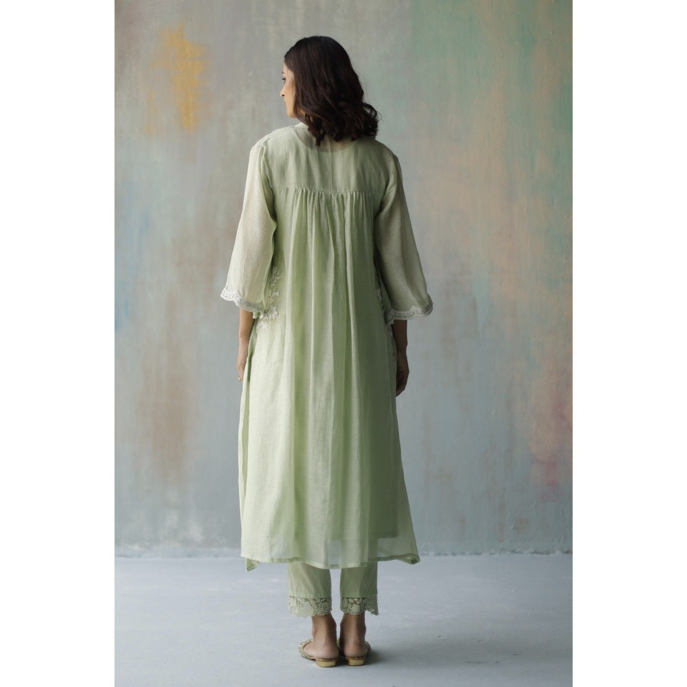 Begum Pret Aiza Green Choga (Set of 3)