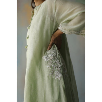 Begum Pret Aiza Green Choga (Set of 3)