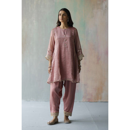 Begum Pret Noor Plum Kurta (Set of 2)