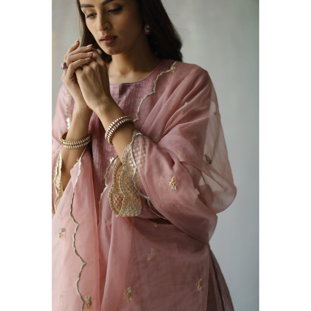 Begum Pret Noor Plum Kurta (Set of 2)