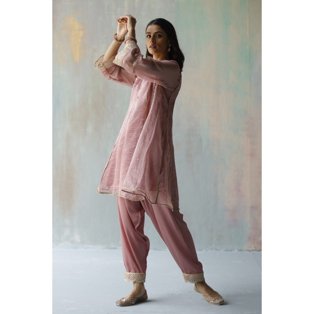 Begum Pret Noor Plum Kurta (Set of 2)