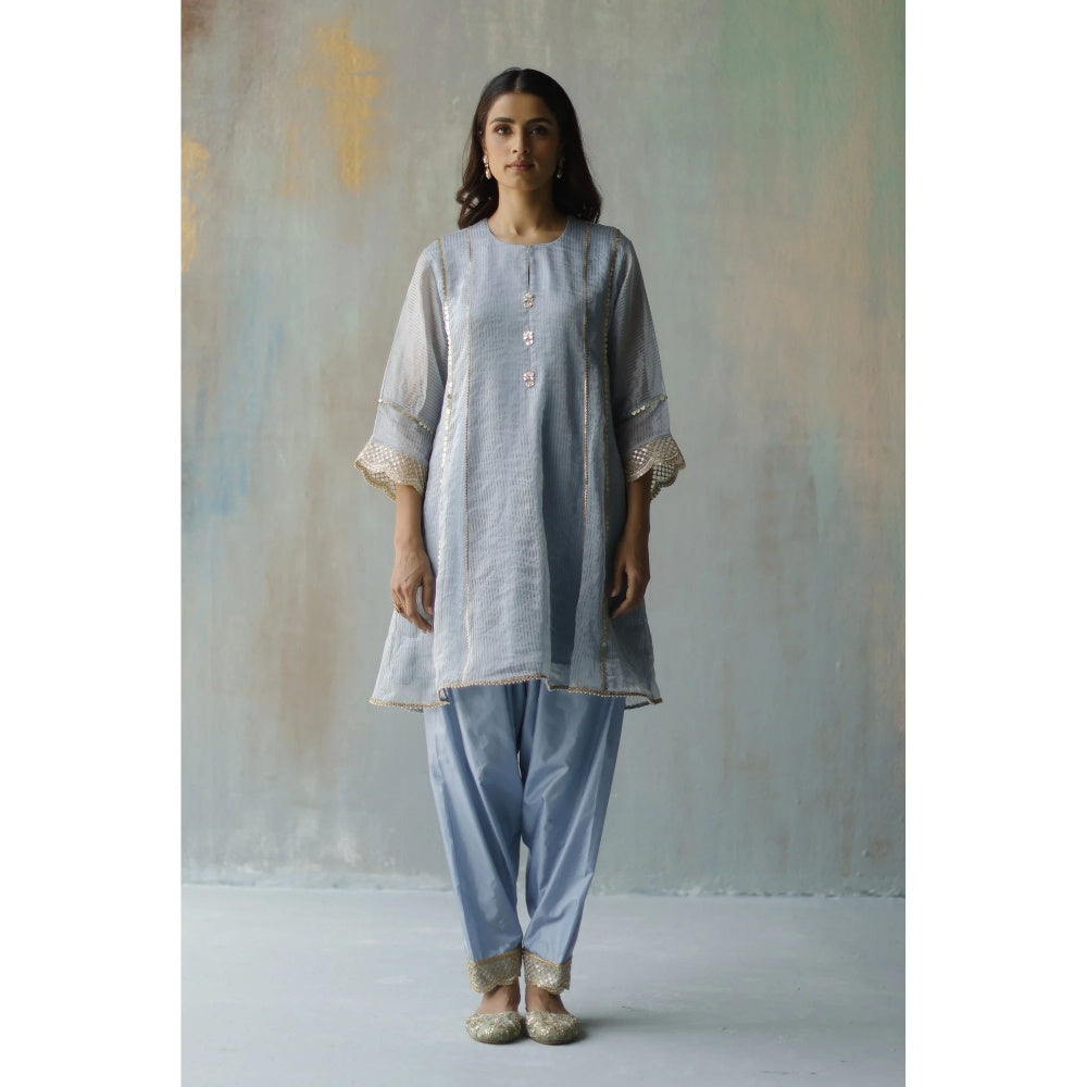 Begum Pret Noor Aqua Kurta (Set of 2)