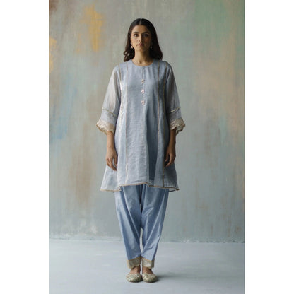 Begum Pret Noor Aqua Kurta (Set of 2)