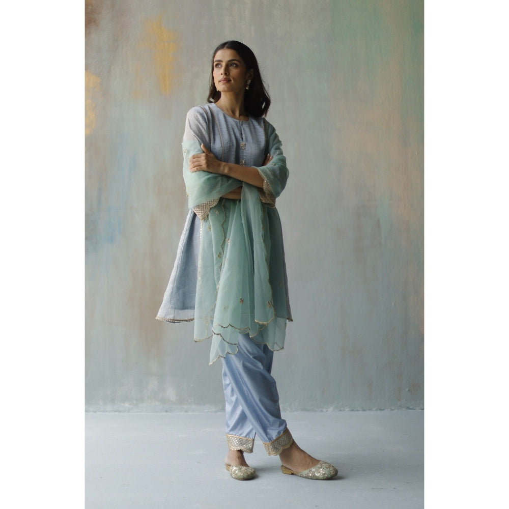 Begum Pret Noor Aqua Kurta (Set of 2)