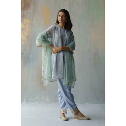 Begum Pret Noor Aqua Kurta (Set of 2)