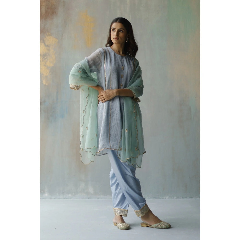 Begum Pret Gulab Aqua Dupatta