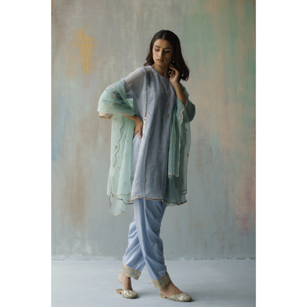 Begum Pret Gulab Aqua Dupatta