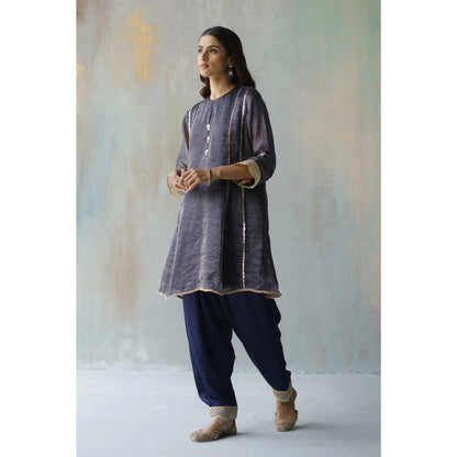 Begum Pret Noor Navy Kurta (Set of 2)