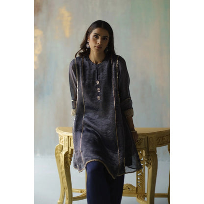Begum Pret Noor Navy Kurta (Set of 2)