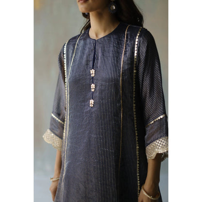 Begum Pret Noor Navy Kurta (Set of 2)