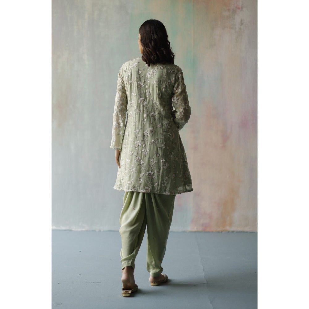 Begum Pret Sehar Green Kurta (Set of 2)