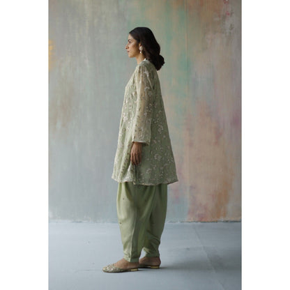 Begum Pret Sehar Green Kurta (Set of 2)