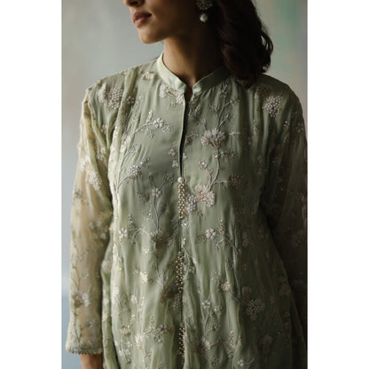 Begum Pret Sehar Green Kurta (Set of 2)
