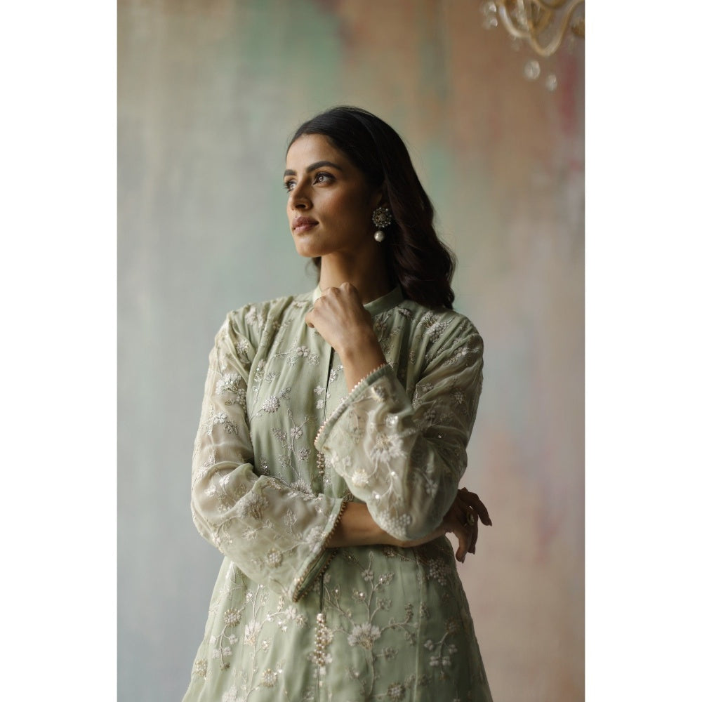 Begum Pret Sehar Green Kurta (Set of 2)