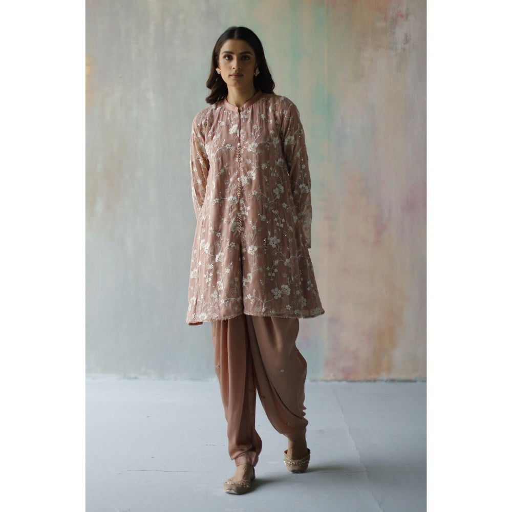 Begum Pret Sehar Brown Kurta (Set of 2)